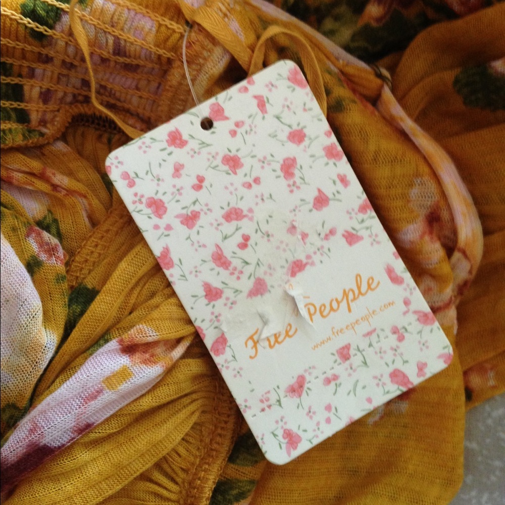 *SOLD NWT Free People Yellow Floral Tunic - Picture 6 of 6